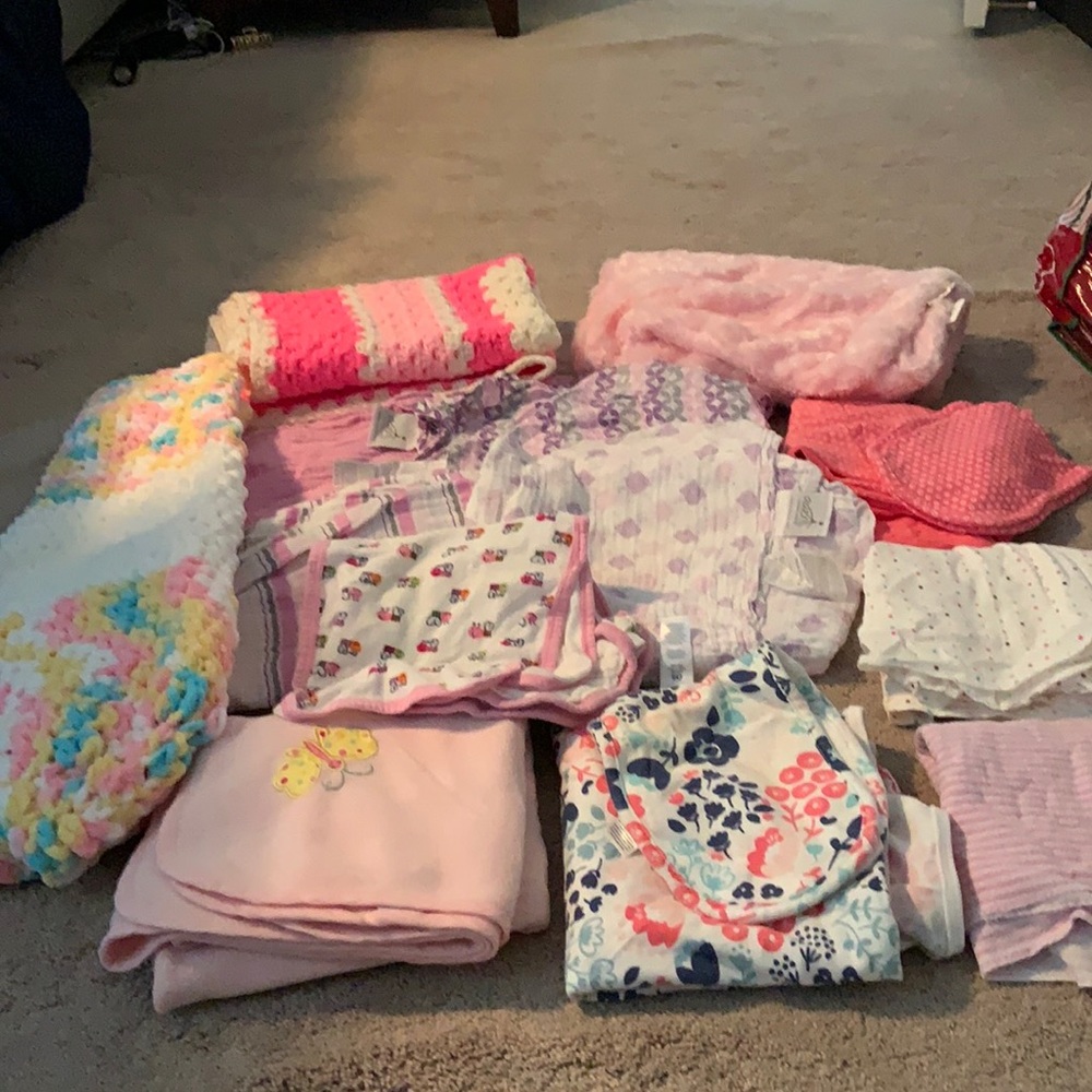 Lot of baby girl blankets